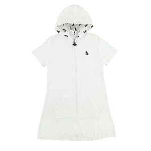 Disney Mickey Hooded Swim Coverup White & Black Sz XS